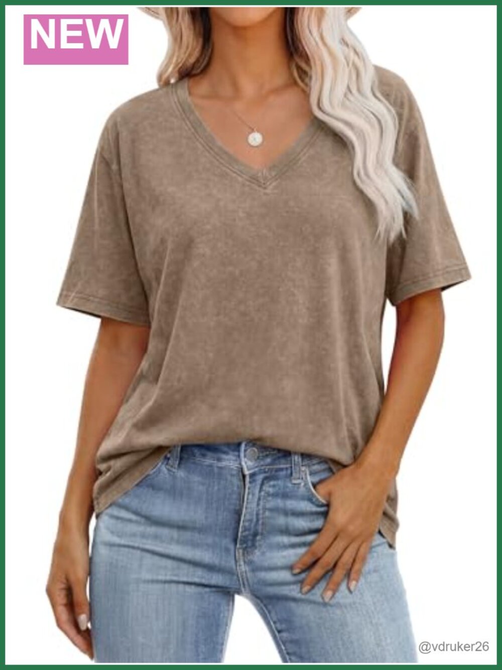 Oversized Acid Washed V Neck Short Sleeve T Shirt Casual Summer Tee